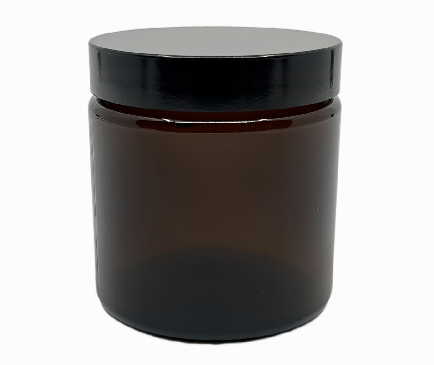 Glasskrukke brun 120 ml m/svart lokk