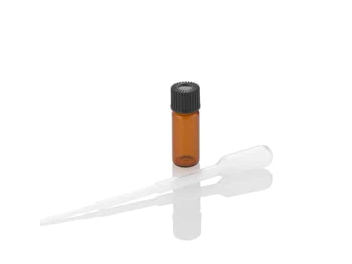 Glassflaske brun 1,5 ml m/kapsel