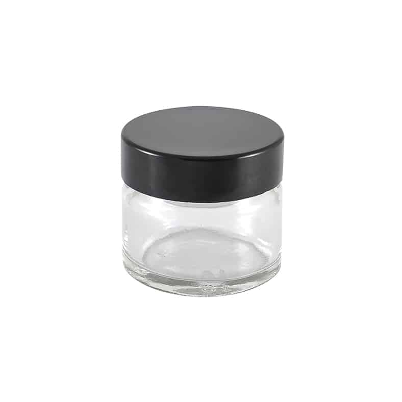 Glasskrukke klar 15 ml  m/svart lokk